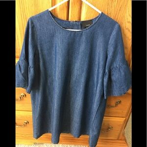 Denim Tunic with Ruffle Sleeves Sz Large